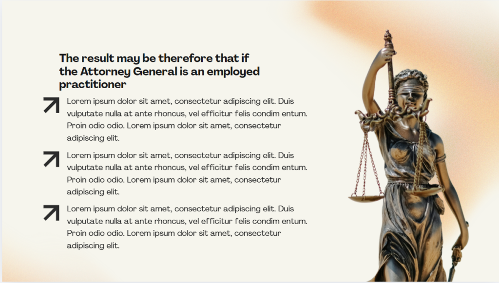 The result may be therefore that if the Attorney General is an employed practitioner