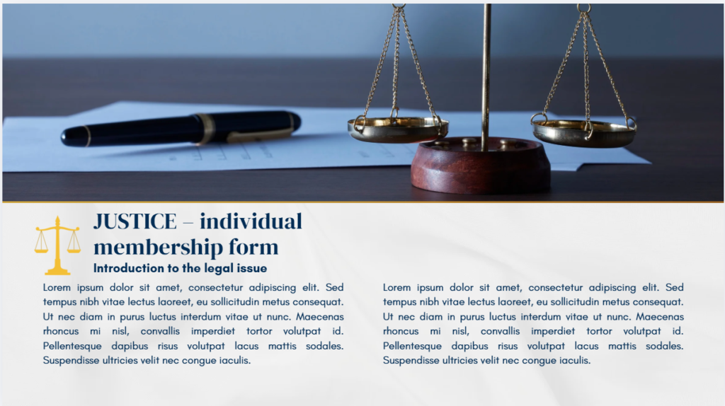 JUSTICE – individual membership form
